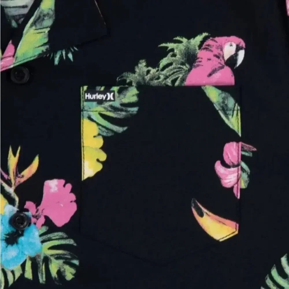 NWT Hurley Boys Tropical Parrots Woven Shirt & Tee Set Size XL 18/20